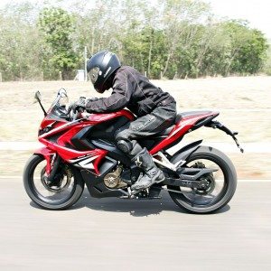 Bajaj Pulsar RS riding left side