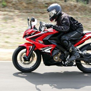 Bajaj Pulsar RS riding left side