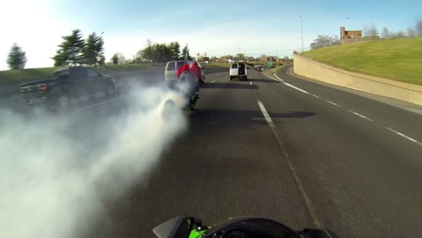 Burnout by biker