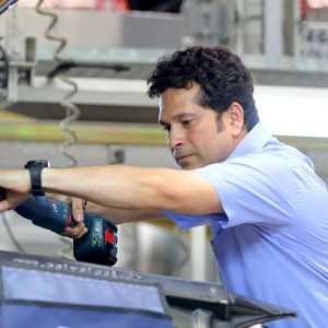 Sachin making BMW at BMW Plant Chennai