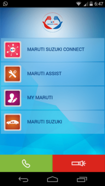 Maruti Care App Main Page