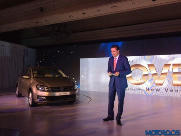 2015 Volkswagen Vento facelift launch Michael Mayer Director VW India