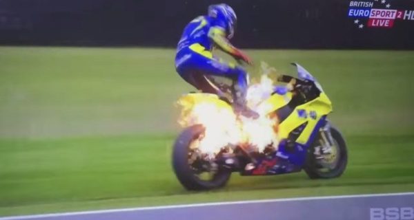 British GP bike catches fire (4)