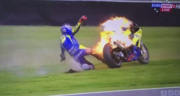 British GP bike catches fire (5)