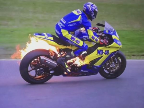 British GP bike catches fire (6)