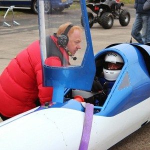 The jet reaction Land speed record bike cockpit