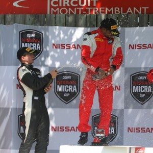 Nissan Micra Cup Circuit Mont Tremblant Abhinay Bikkani celebrating