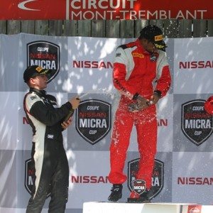 Nissan Micra Cup Circuit Mont Tremblant Abhinay Bikkani celebrating