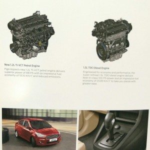 Ford Figo Aspire brochure engines and transmission