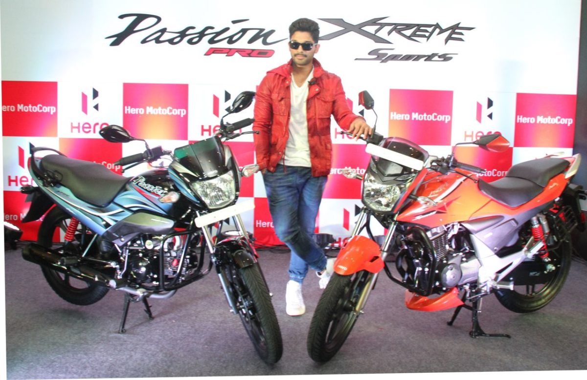 Hero MotoCorp Brand Ambassador and Southern Superstar Allu Arjun unveils new Hero Xtreme Sports and new Hero Passion PRO