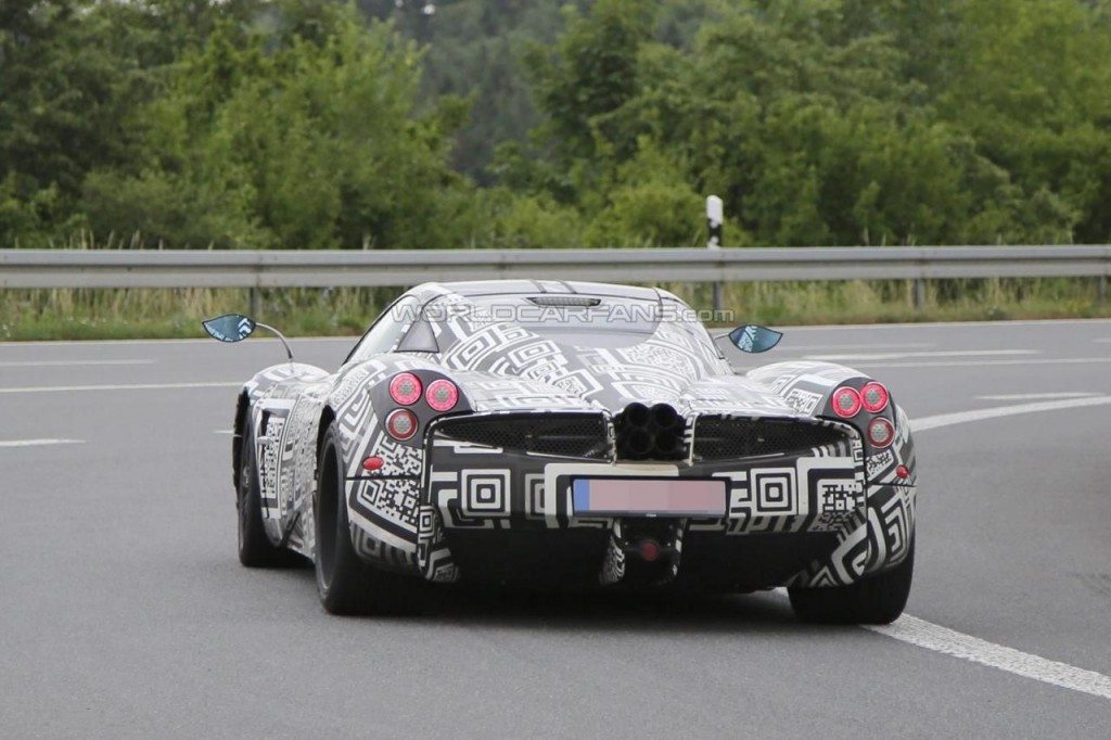 New Pagani Huayra test mule spied rear