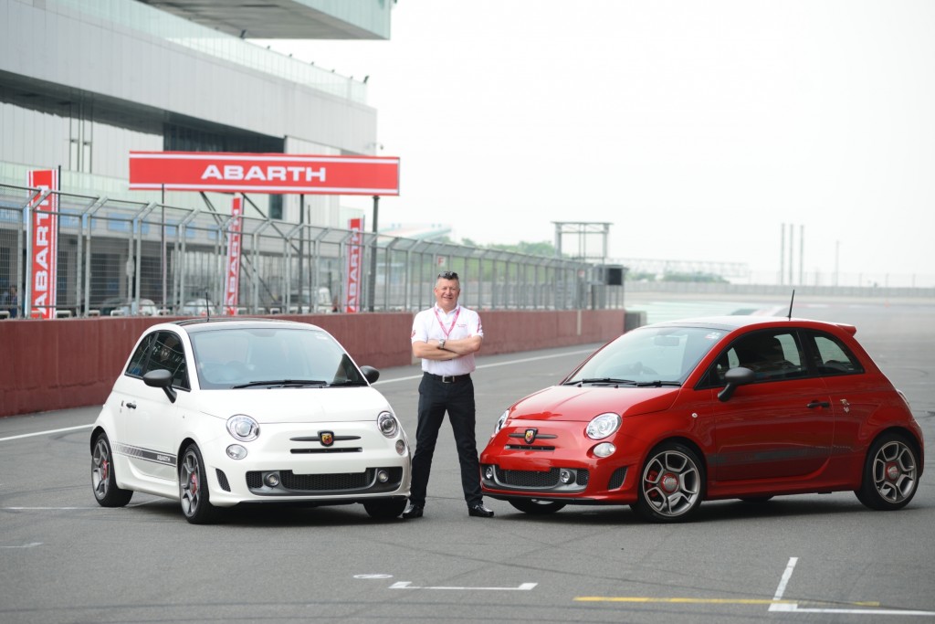 Kevin Flynn, MD and President, FCA India at BIC with the newly launched Abarth 595 Competizione