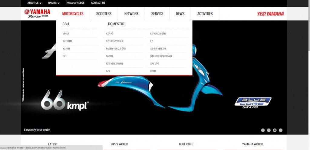 Yamaha website updated
