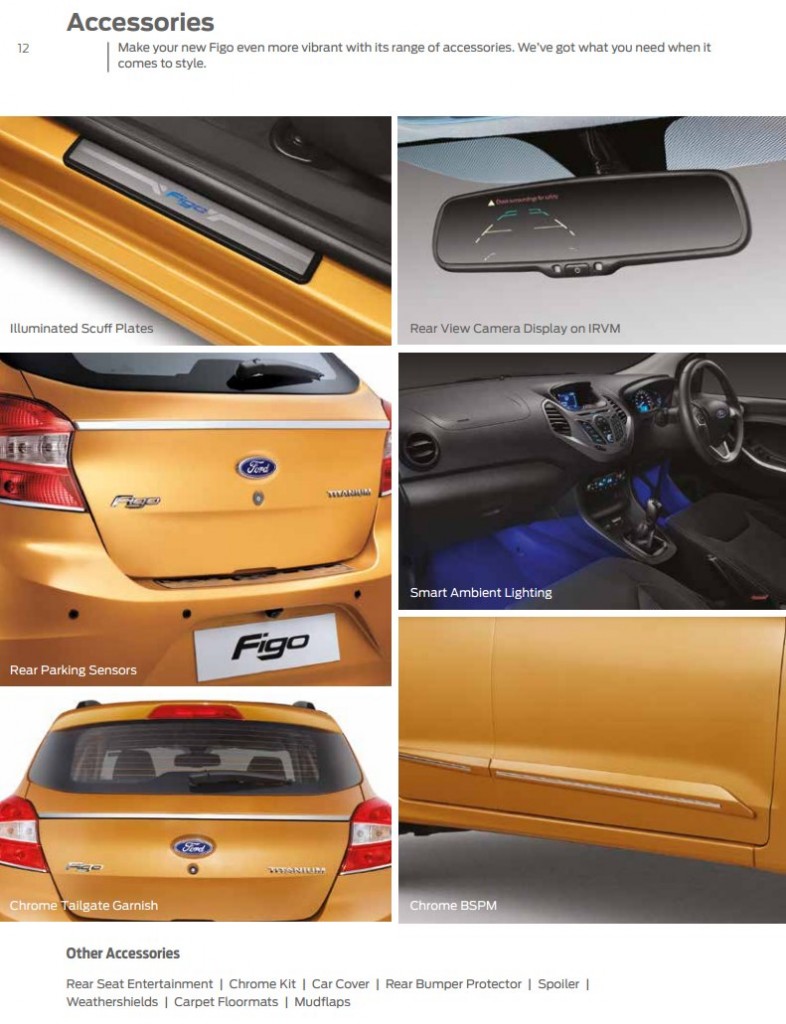 Accessories list new Ford Figo