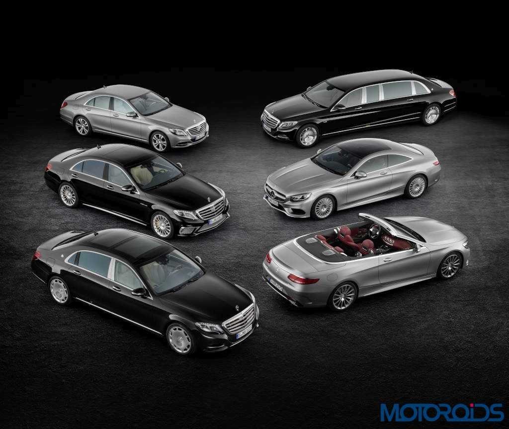Mercedes-Benz S-Klasse Familie: S-Klasse mit normalen Radstand, S-Klasse AMG 63 langer Radstand, Mercedes-Maybach S-Klasse, Mercedes-Maybach S 600 Pullman, S-Klasse Coupé und S-Klasse Cabrio