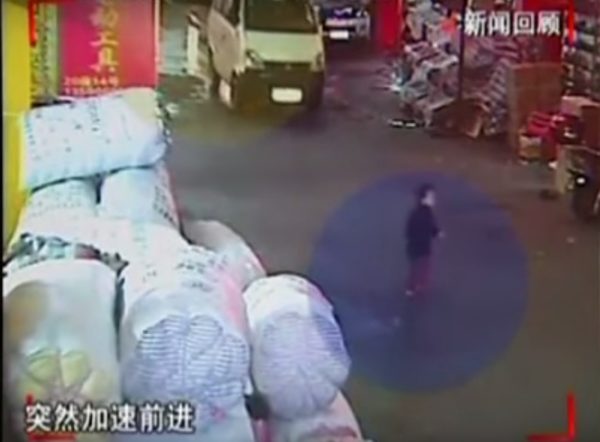 Screengrab of the video of child being runover by a van in China