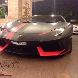 Matte Black wrapped Lamborghini Aventador in India