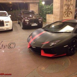 Matte Black wrapped Lamborghini Aventador in India