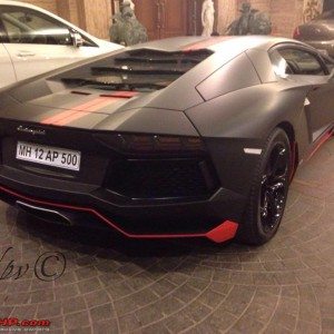 Matte Black wrapped Lamborghini Aventador in India