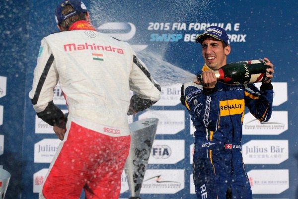 Winner Sebastian Buemi celebrating with 2nd runner up Nick Heidfeld