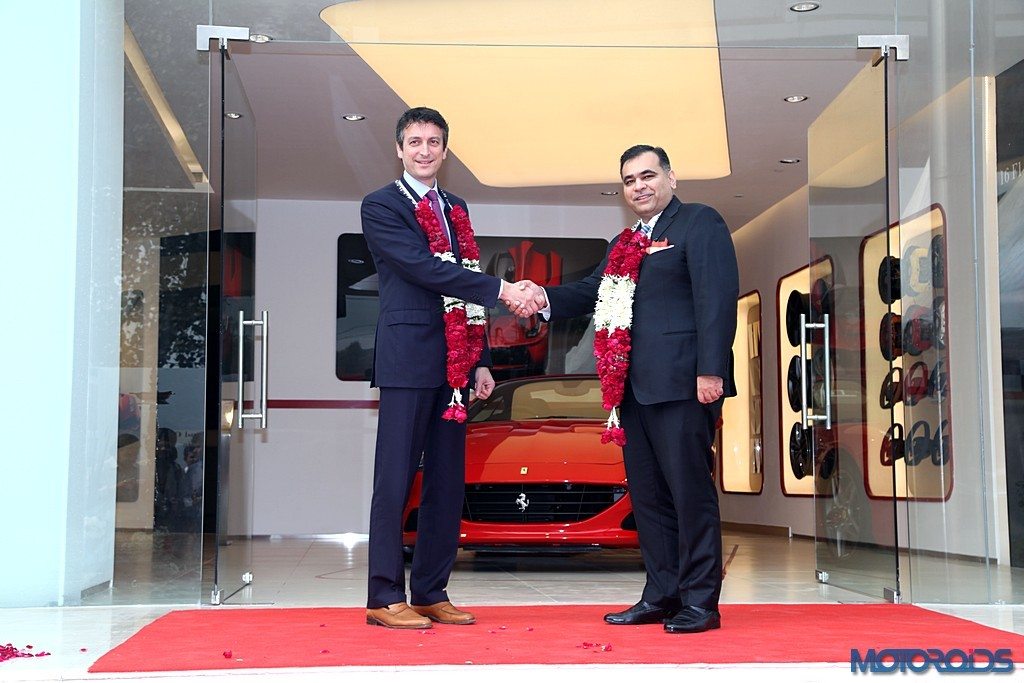 Enrico Galliera, Sr VP Commercial & Marketing, Ferrari SpA withYadur Kapur, Director, Select Cars Pvt. Ltd. at Ferrari showroom launch (Pic-3)