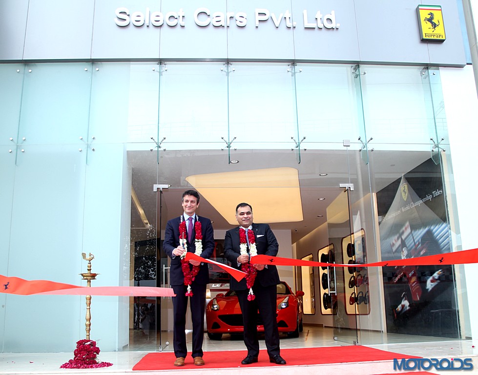 Enrico Galliera, Sr VP Commercial & Marketing, Ferrari SpA withYadur Kapur, Director, Select Cars Pvt. Ltd. at Ferrari showroom launch