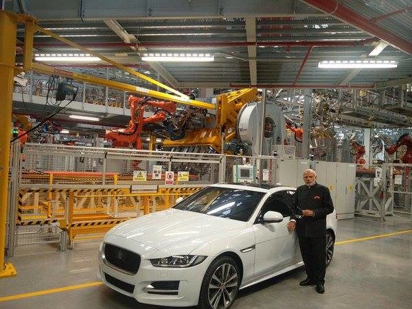 Narendra Modi visits Jaguar Land Rover plant in UK
