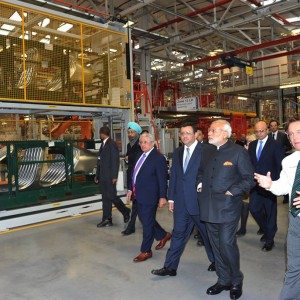 Narendra Modi visits Jaguar Land Rover plant in UK