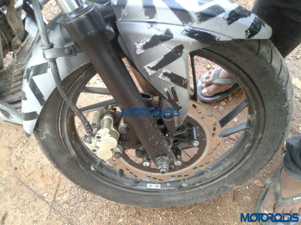 Upcoming TVS Apache 200 Spied Upclose - Front Wheel