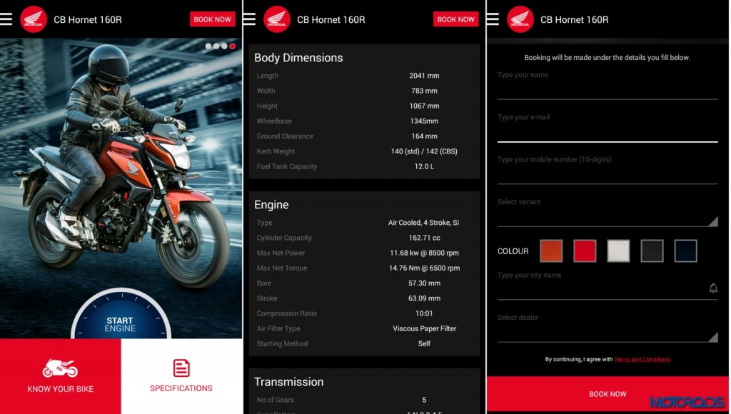 CB Hornet 160R app available on Google PlayStore