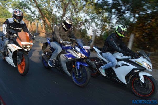 Yamaha R3 vs RC390 vs Ninja 300 Shootout (52)