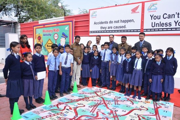 School Children Participating in fun activity to lean Road Safety education at RSEC, Indore