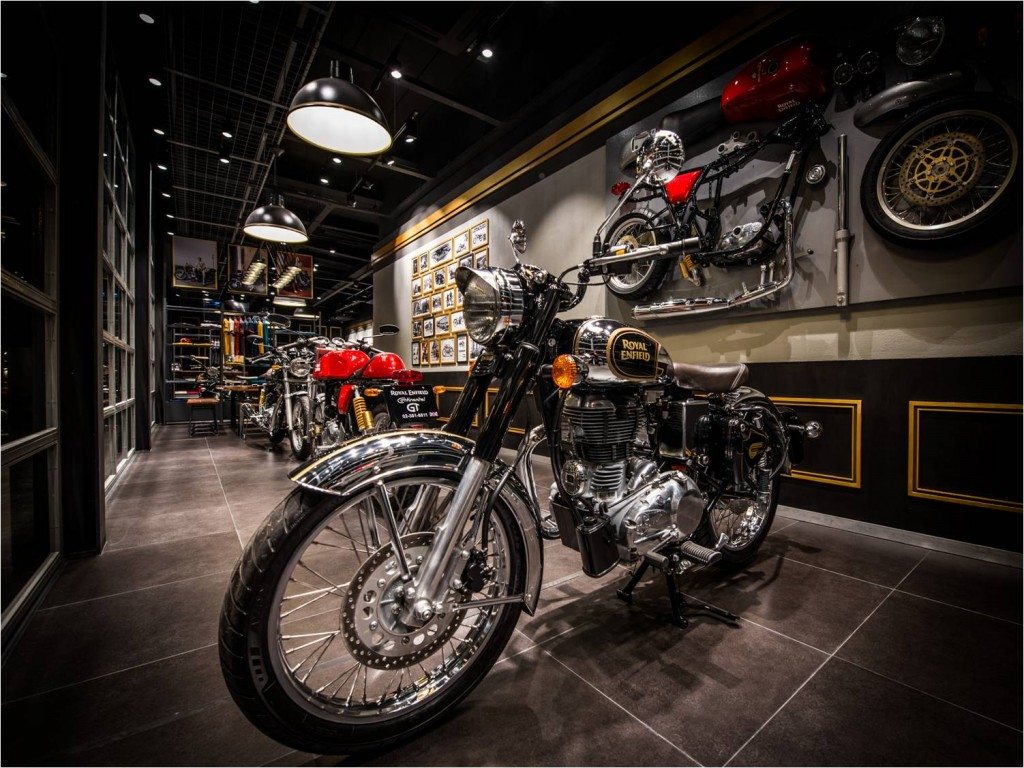 An inside view of the new Royal Enfield store in Bangkok