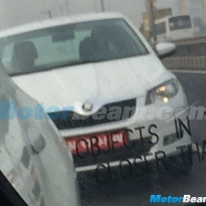 Skoda Rapid facelift front spied