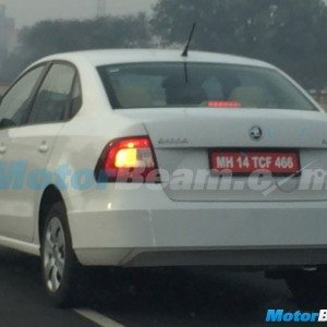 Skoda Rapid facelift rear quarter spied