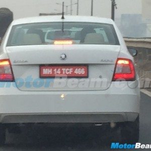 Skoda Rapid facelift rear spied