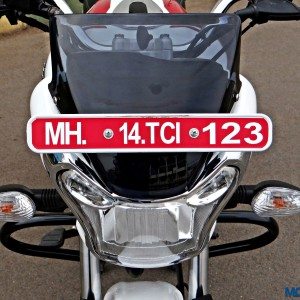 Bajaj V Review Details Fairing and Number Plate Holder