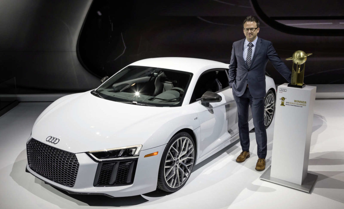 Roland Schala Audi R Project Manager with the R Coupé and the “ World Performance Car” award