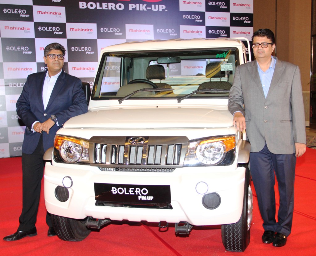 Mr. Veejay Ram Nakra, Senior VP, Sales and Customer Care, Automotive Division, M&M Ltd with Mr. Mahesh Kulkarni - VP, Marketing, M&M Ltd at the launch of Bolero Pik Up in Pune today