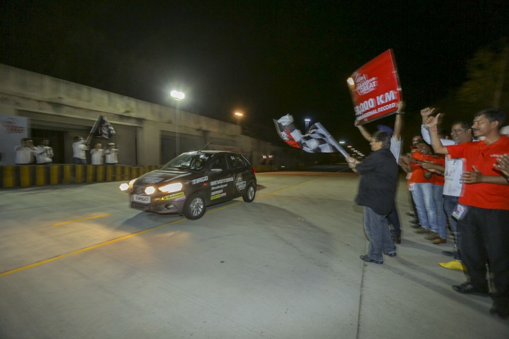 Tata Tiago completing 50,000 km endurance run at VRDE