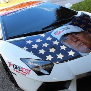 Lamborghini Aventador Wrapped in Donald Trump face TRumpVentador