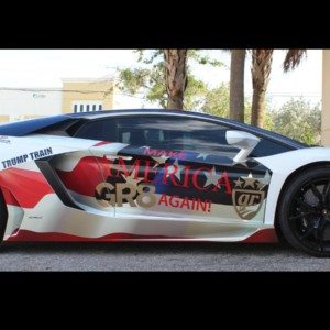 Lamborghini Aventador Wrapped in Donald Trump face TRumpVentador