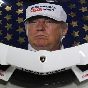 Lamborghini Aventador Wrapped in Donald Trump face TRumpVentador