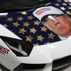 Lamborghini Aventador Wrapped in Donald Trump face TRumpVentador