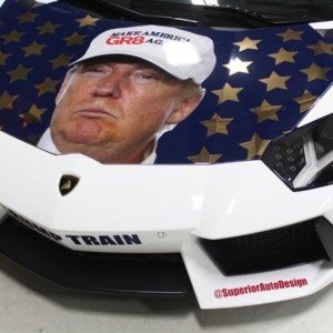 Lamborghini Aventador Wrapped in Donald Trump face TRumpVentador