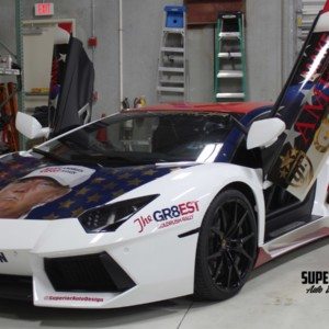 Lamborghini Aventador Wrapped in Donald Trump face TRumpVentador