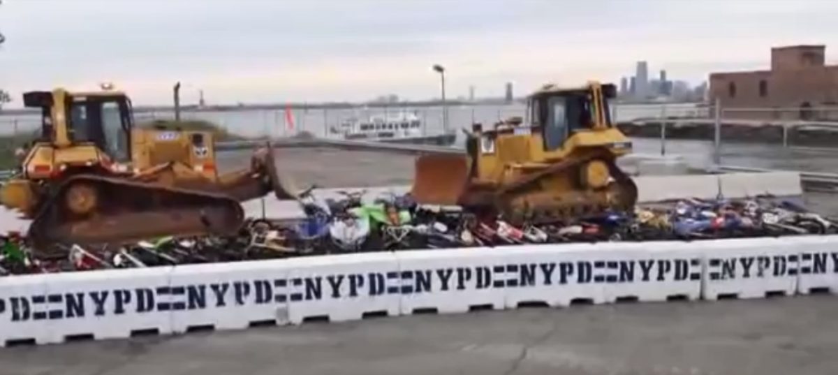 NYPD Crushes unlicensed dirt bikes and ATVs FB