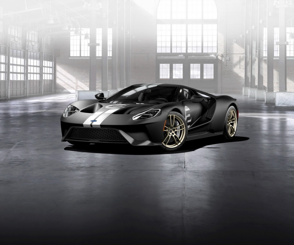 All-new Ford GT '66 Heritage Edition with unique black and silver-stripe livery celebrates 1966 Le Mans-winning GT40 Mark II race car driven by Bruce McLaren and Chris Amon