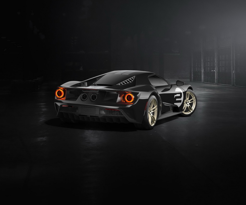 All-new Ford GT '66 Heritage Edition with unique black and silver-stripe livery celebrates 1966 Le Mans-winning GT40 Mark II race car driven by Bruce McLaren and Chris Amon