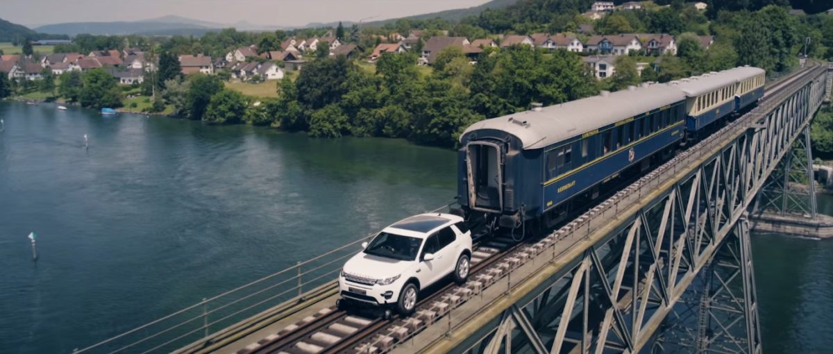 Land Rover Pulls Railway Carriages